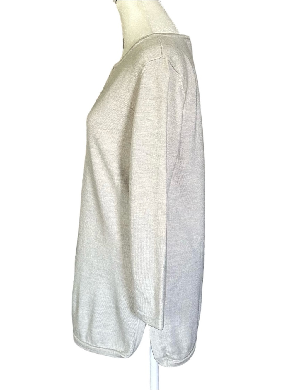 Tory Burch Merino Wool V-Neck Gold Chain Long Sleeve Tunic Sweater Sz Medium - Picture 4 of 11